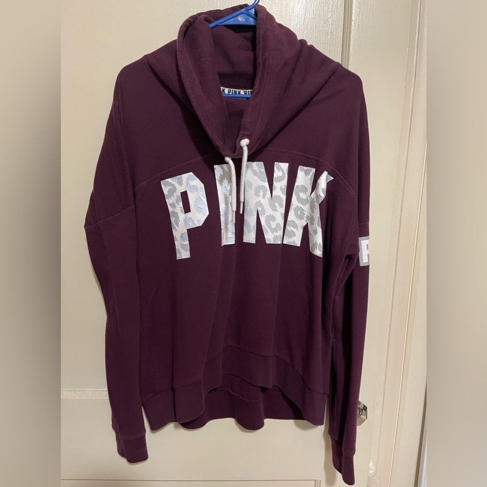 Victoria’s Secret Pink slouch hoodie- cheetah print size large